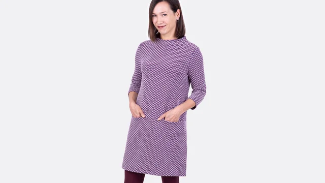 Schnittmuster A-Linienkleid Turtleneck-Ausschnitt mit Nähvideo DIY