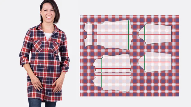 Anleitung Karostoff zuschneiden Hemd Bluse Muster nähen