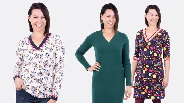 Videoanleitung Shirt Kleid V-Ausschnitt nähen lernen