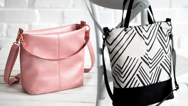 Schnittmuster Umhängetasche-Shopper aus Kunstleder oder Filz mit Teilung selbernähen