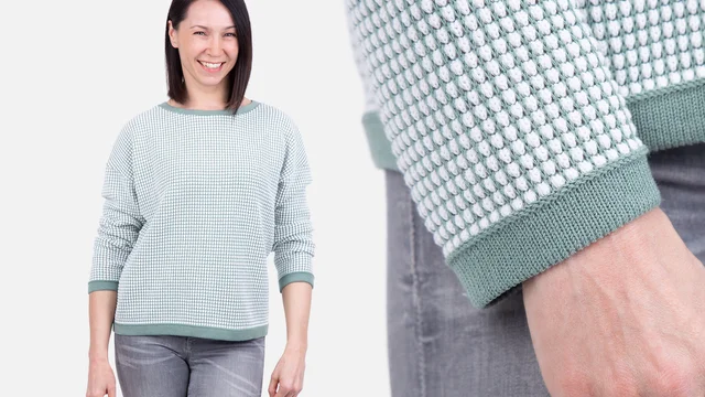 Nähanleitung Strickpanele Stoff Bundkante Honeycomb Muster