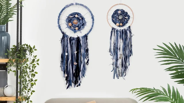 Upcycling Jeans Traumfänger DIY gratis Anleitung Upcycling Jeans Traumfänger DIY gratis Anleitung