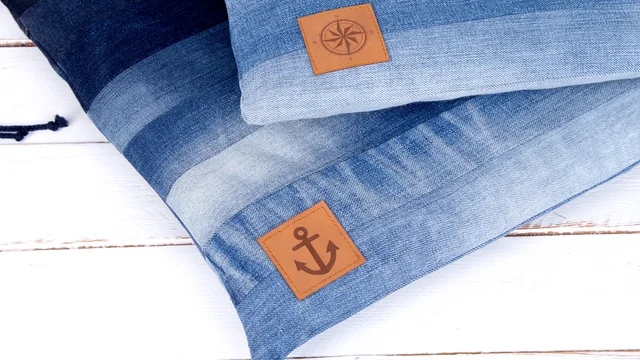 Jeans Patchwork Sitzkissen Upcycling Jeans Patchwork Sitzkissen Upcycling