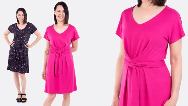 Videoanleitung Damenkleid mit Knotenband aus Jersey nähen