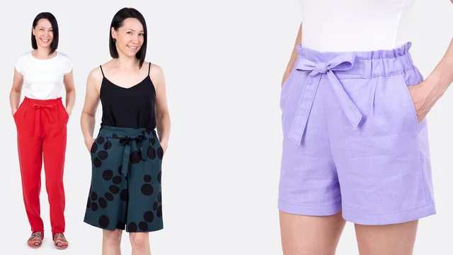 Paperbag-Shorts und Damenhose einfach selber nähen mit Videoanleitung