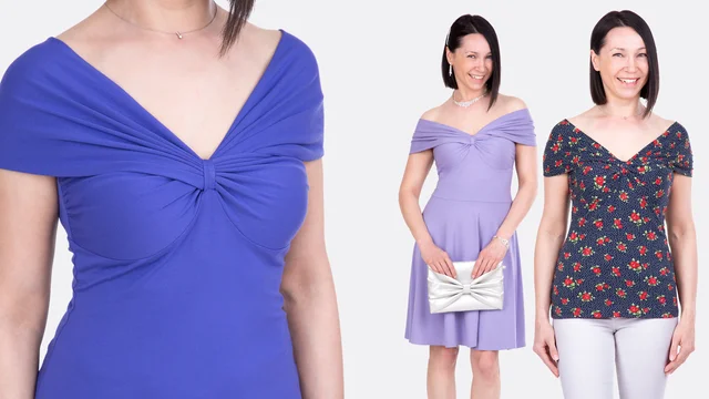 Videoanleitung Jerseykleid Damenshirt mit Wickelausschnitt selber nähen