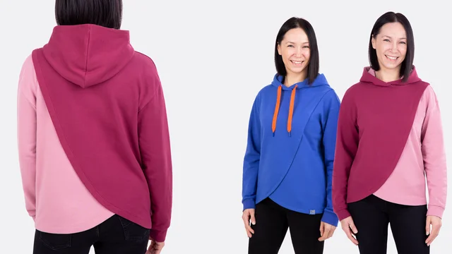 Videoanleitung Kapuzen-Sweatshirt Cleo mit Wickeloptik nähen