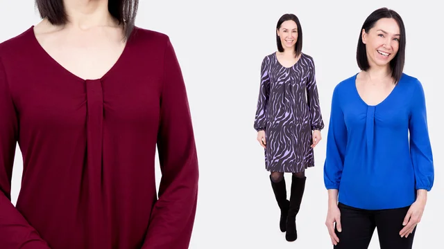 Videoanleitung für Damenkleid und Shirt mit Falte zum Selbernähen