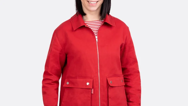 Oilskin Twill Reissverschluss Jacke mit Blasebalgtasche