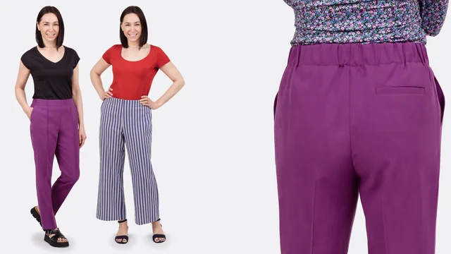 Videoanleitung Damenhose mit Gummibund Taschen nähen
