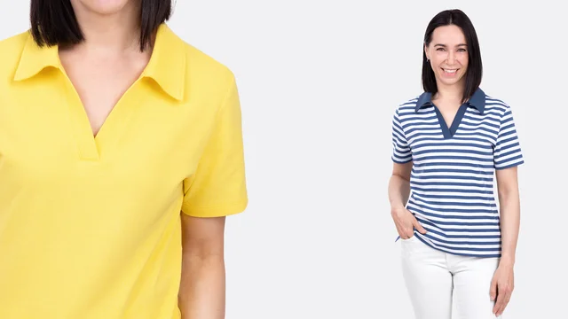 Videoanleitung für Poloshirt mit Kragen Schlitzen Selbernähen