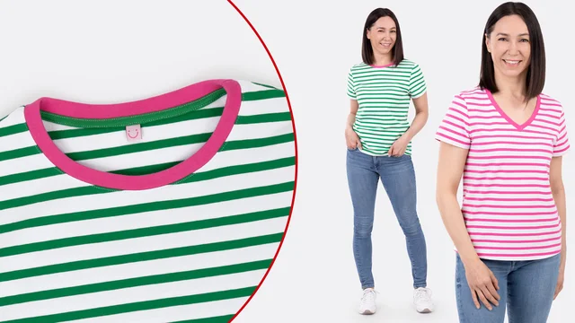 Videoanleitung Basicshirt Streberstreifen Ausschnitt nähen