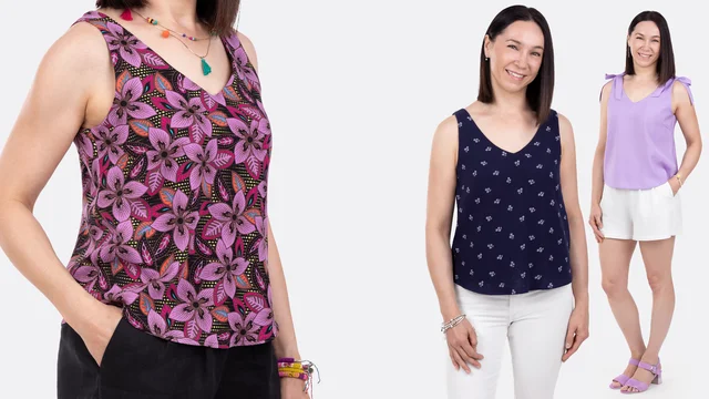 Videoanleitung Damentop mit V-ausschnitt aus webware selber nähen