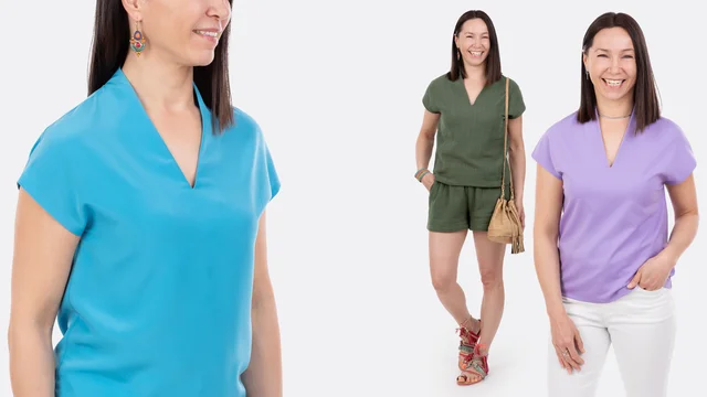 Videoanleitung Damenshirt Kelchkragen nähen lernen