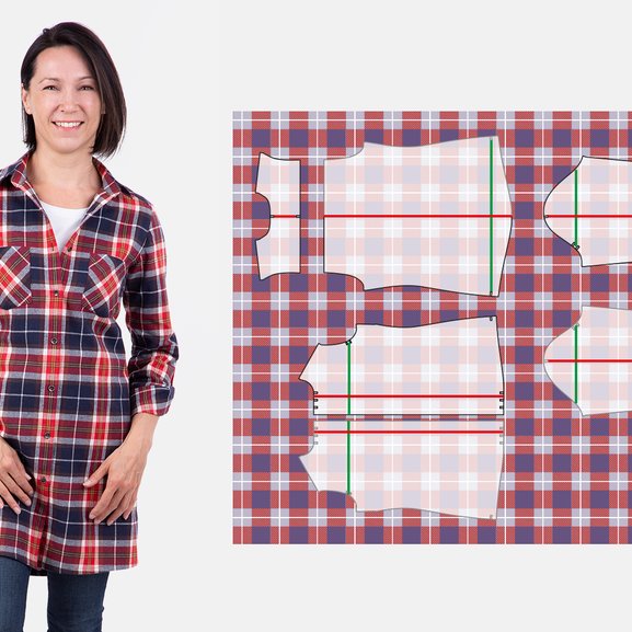 Anleitung Karostoff zuschneiden Hemd Bluse Muster nähen