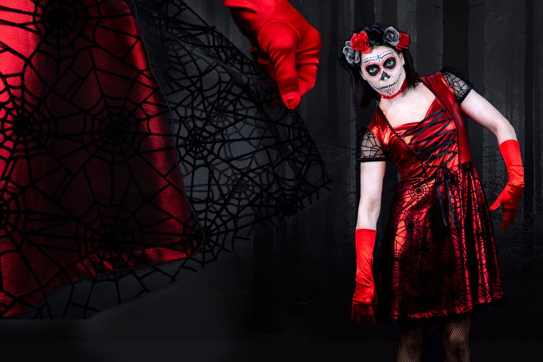 Halloween Verkleidung Zombie Totenkopf Kleid Spinnennetz