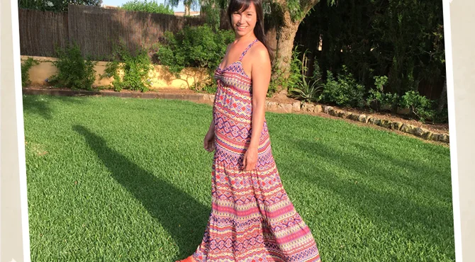 Maxikleid Ethnostoff Anleitung nähen