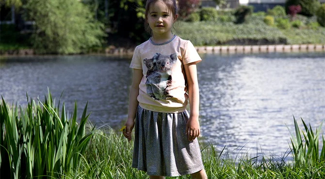 Schnittmuster Kinder-Jerseykleid Koalabärstoff selber nähen