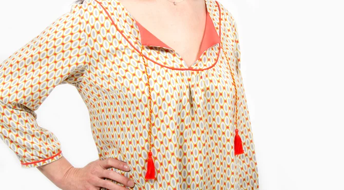 Tunika Schnittmuster Kordel Quasten Plastron selber nähen