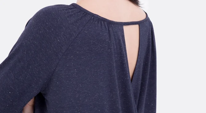 Anleitung Damenschirt Jersey Rückenausschnitt Wickeloptik