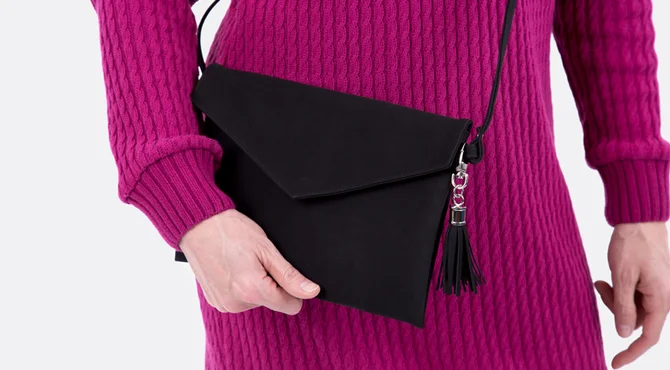 Clutch aus Wildleder mit Schnittmuster und Anleitung nähen