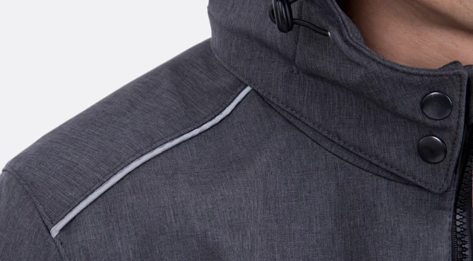 Schnittmuster Softshelljacke Herren grau Schulterpasse Kordel