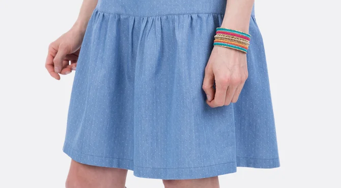 Schnittmuster Jeanskleid Rockteil Rüsche