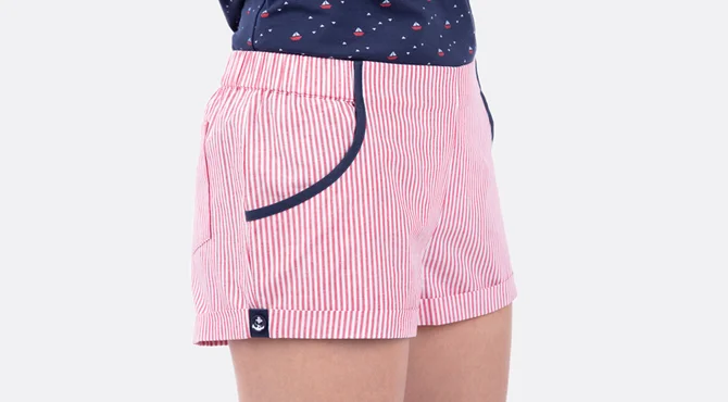 Anleitung kurze Hose Tasche einfassen Anker Knopf