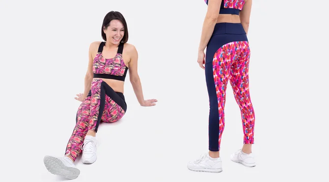 Schnittmuster Leggings mit Teilungsnähten elastische Stoffe Fitness-Outfit nähen lernen Schnittmuster Leggings mit Teilungsnähten elastische Stoffe Fitness-Outfit nähen lernen