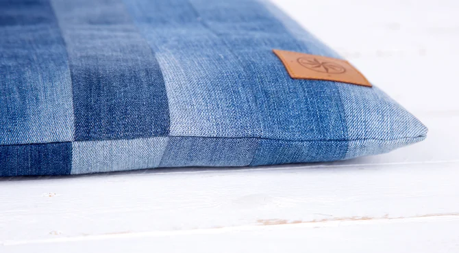 Jeans Patchwork Sitzkissen Upcycling Jeans Patchwork Sitzkissen Upcycling