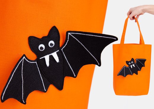 Schnittmuster kostenlos Tasche mit Halloween-Motiv Fledermaus