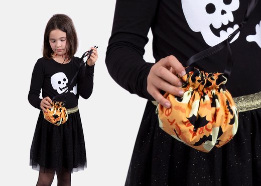 gratis Schnittmuster Pompadour-Beutel Halloween Tasche