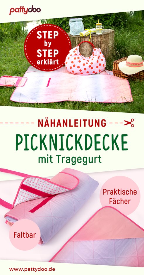 DIY Tutorial Picknickdecke Anleitung Vorlage von pattydoo