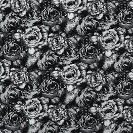 Viskosejersey Roses black/white