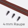 Endlos Reißverschluss gunmetal metallisiert braun 4 mm Raupe