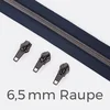 Endlos Reißverschluss gunmetal metallisiert Indigo 6,5 mm Raupe