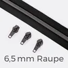 Endlos Reißverschluss gunmetal metallisiert schwarz 6,5 mm Raupe