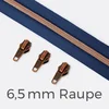 Kupfer Reißverschluss metallisiert 6,5mm Raupe marine D040 1m lang