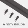 Reißverschluss Endlos Perlonraupe 4mm Zipper Dunkelgrau D306