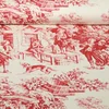 Baumwoll-Canvas Dorfleben Toile-de-Jouy Beige Rot