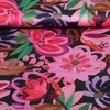 Baumwoll Satin Blüten Schwarz
