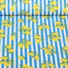 Baumwoll Webware Streifen Zitronen Blau