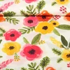 Beschichtete Baumwolle Bunte Blumen Weiß 