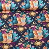 Bio Baumwoll Satin "Western Fairy Tales" Cowgirls Blau