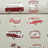 Canvas VW Bulli California Paradise Beige Rot Leinenoptik