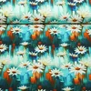 Jersey Digitaldruck Blumen Margeriten Petrol