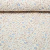 Musselin Extrabreit Blumen Ecru Blau 