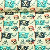 Sommersweat French Terry Piratenflaggen Beige