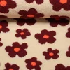 Teddyfleece - Blumen Beige Weinrot