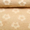 Teddyfleece Jacquard Blumen Hellbraun Weiß